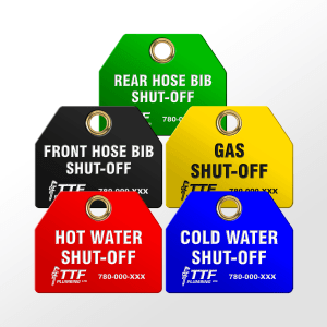 Plumbing Plastic Valve Tags - 5-Piece Set