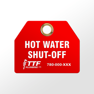 Plumbing Plastic Valve Tags - Hot Water Shut-off Permanent Marked Tag